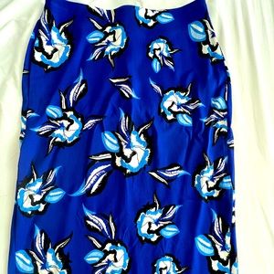 Diane von Furstenberg Electric Blue Floral Tailored Pencil Skirt, size 0